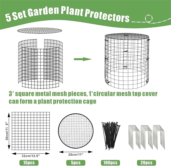 5 Packs Garden Plant Protectors from Animals, Metal Plant Cage Chicken Wire - Image 2