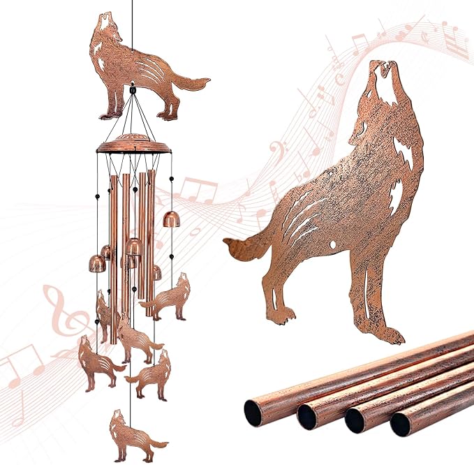 Wolf Wind Chimes for Outside, Wolf Gifts for Women/Men/Sympathy Gift/Memorial by EZTZEN
