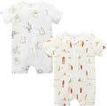 Unisex Summer Trendy 2-Pack Rompers Short Sleeve Zipped Bodysuit Infant Cotton by JingleBaBa