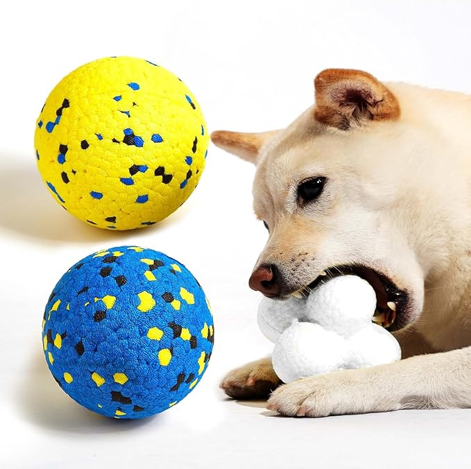 3.9'' Dog Balls Tennis Ball for Aggressive Chewers, Atom Teething Balls Dog by KittyandDogFunwithKimee