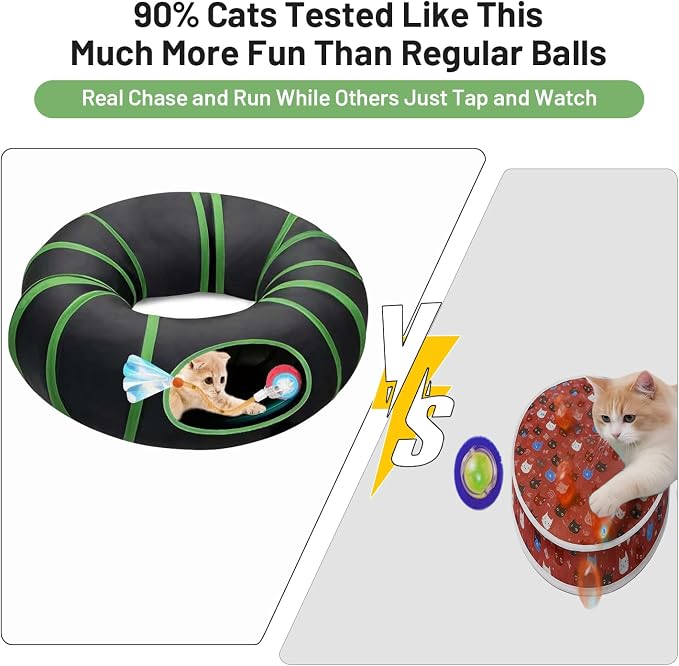 Interactive Cat Toys Ball Fast Rolling in Cat Tunnel – Motion-Activated Ball in - Image 4