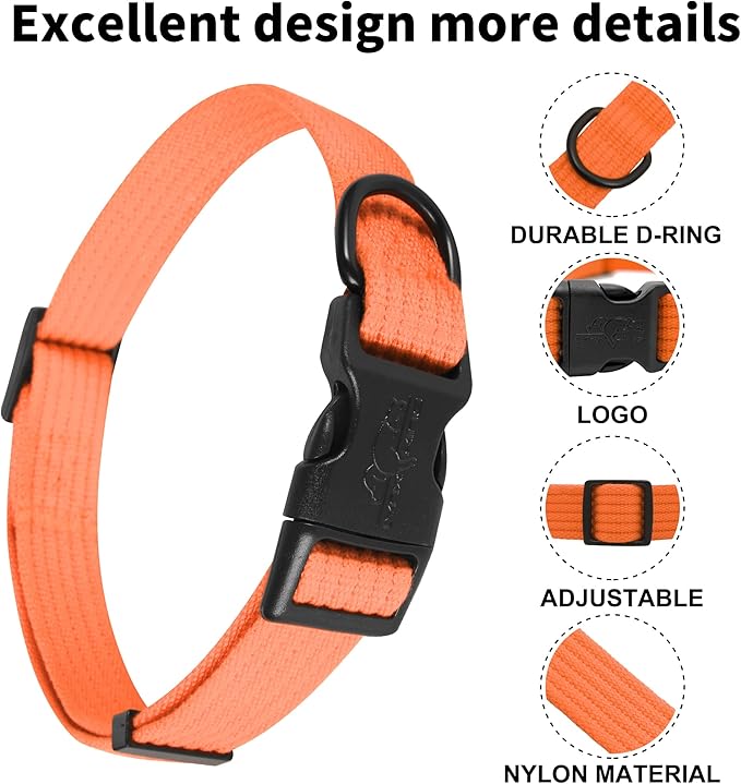 lynxking Dog Collar Soft Padded Breathable Cotton Solid Color Strong Adjustable - Image 3