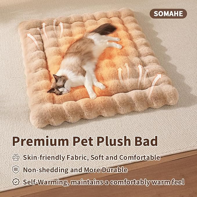 Self-Warming Cat Bed, Plush Faux Fur Pet Bed Mat - Image 2