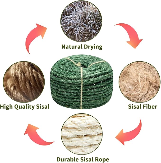 Green Sisal Rope 1/4 Inch by 98-Feet - Image 4
