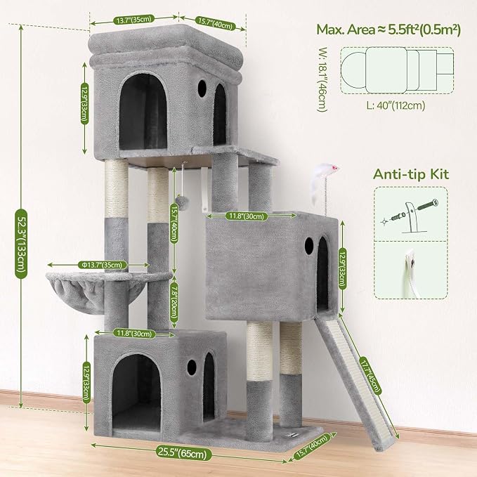 Globlazer Cat Tower for Multiple Indoor Cats, 52 inch Heavy Duty Cat Tree - Image 6
