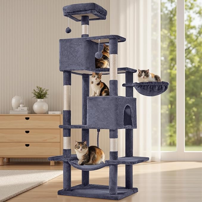 Sweetcrispy 66 inch Cat Tree Tower, Large Multi Level Cat Climbing Tower - Image 7