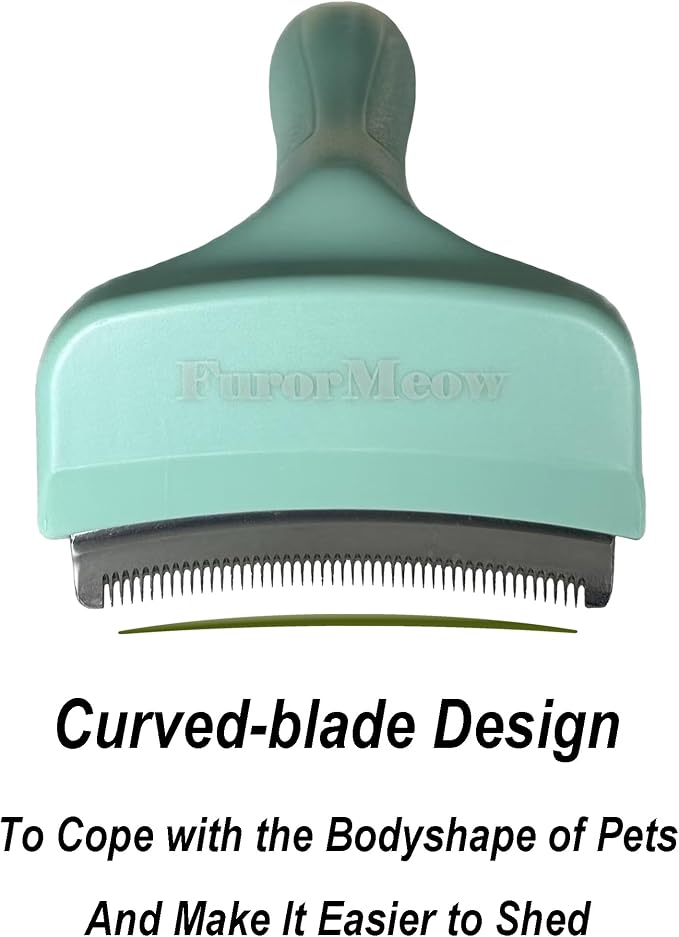 Pet Deshedding Tool with Curve Blade, Cat Grooming Brush, Tight V-shaped Teeth - Image 2