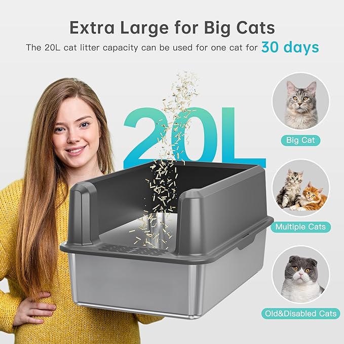 Enclosed Stainless Steel Cat Litter Box - Image 3