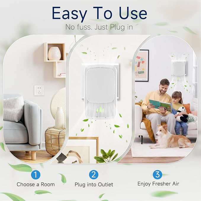 Plug In Negative Ion Air Purifier – 4 Pack Quiet Three-speed Adjustment Air - Image 6