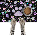 Pet Feedings Mats 20x12 inch Glitter Paw Print Pet Bowl Placemat Non Slip Mat by HOMETITUTE