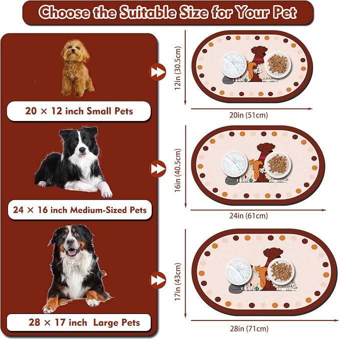 Dog Feeding Mat 24''x16'', Absorbent Pet Food Mat, No Stains Quick Dry Pet - Image 3
