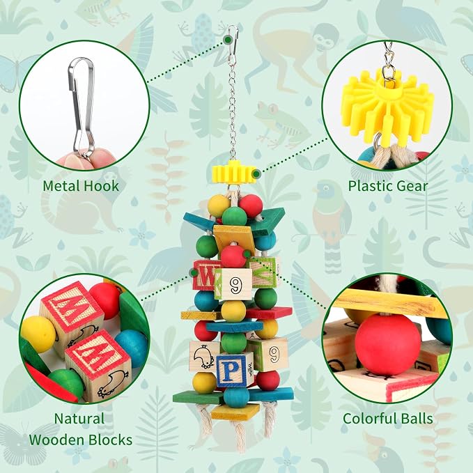 Rypet Wood Bird Chewing Toy for Cage, Wooden Birds Cage Toys for Helping Trim - Image 5