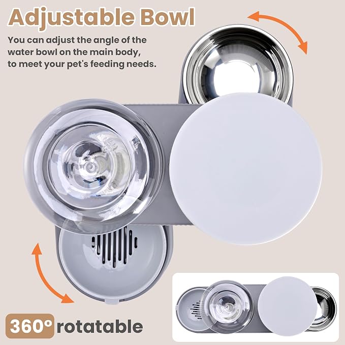 2 Pack Automatic Cat Feeder Stainless Steel Water Dispenser Gravity Food Feeder - Image 3