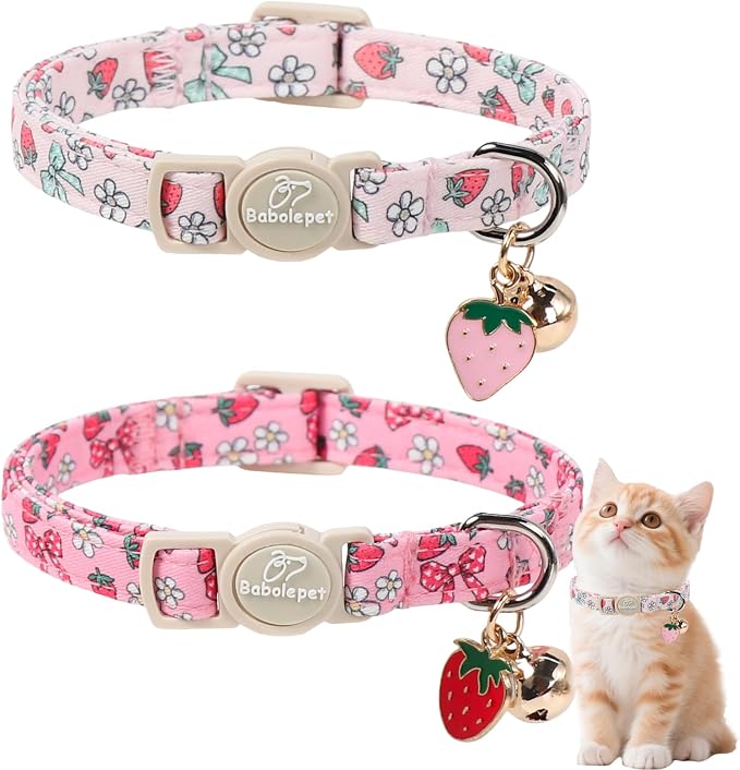 2 Pack Strawberry Cat Collars by Babolepet
