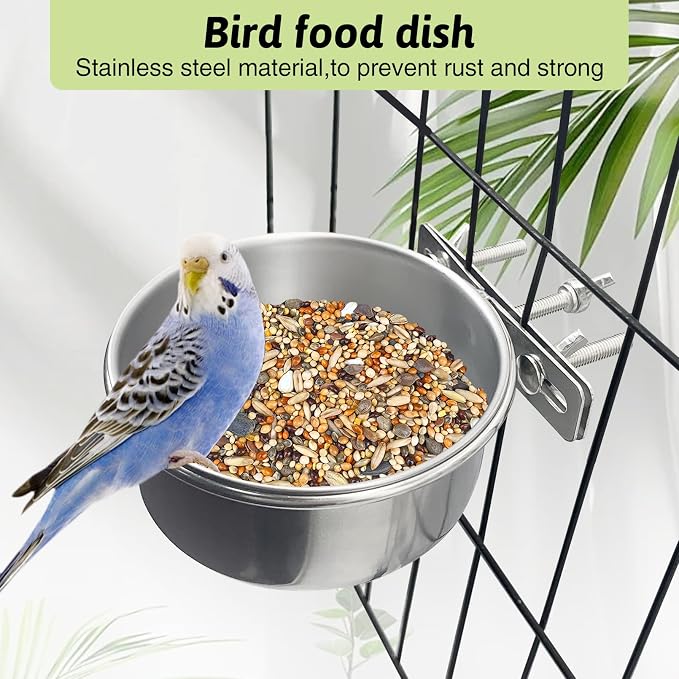 Tfwadmx 8 Pcs Bird Feeding Dish Cups, Parrot Food Bowl Clamp Holder Coop Cup - Image 2