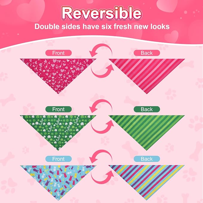 Valentines Dog Bandana St Patricks Day and Easter Dog Bandana XLarge 3PCS - Image 7