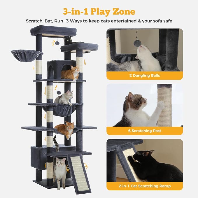 81" Heavy Duty Cat Tree for Large Cats up to 20lbs - Image 6