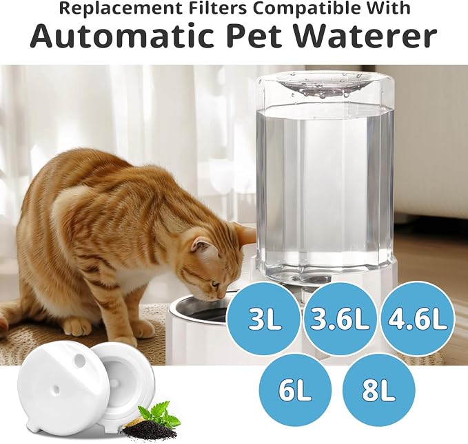 Gravity Pet Water Fountain Filters, Automatic Pet Waterer Replacement Filters - Image 3