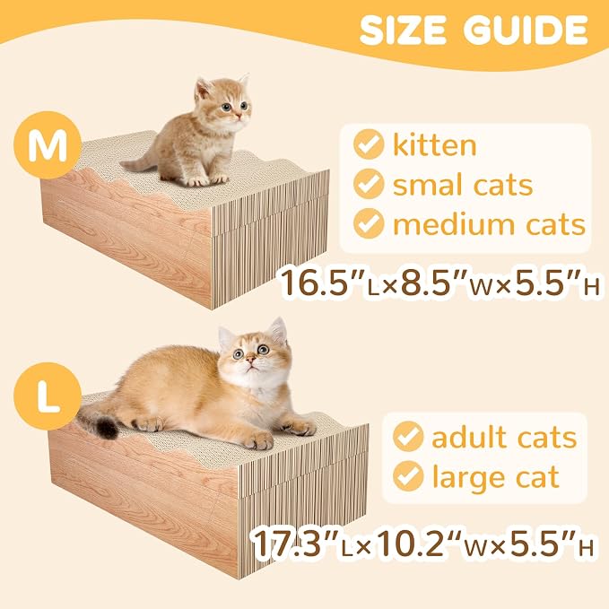 Cat Scratch Pad with Catnip, 3 Packs Corrugated Cardboards Cat Scratcher Pads - Image 2