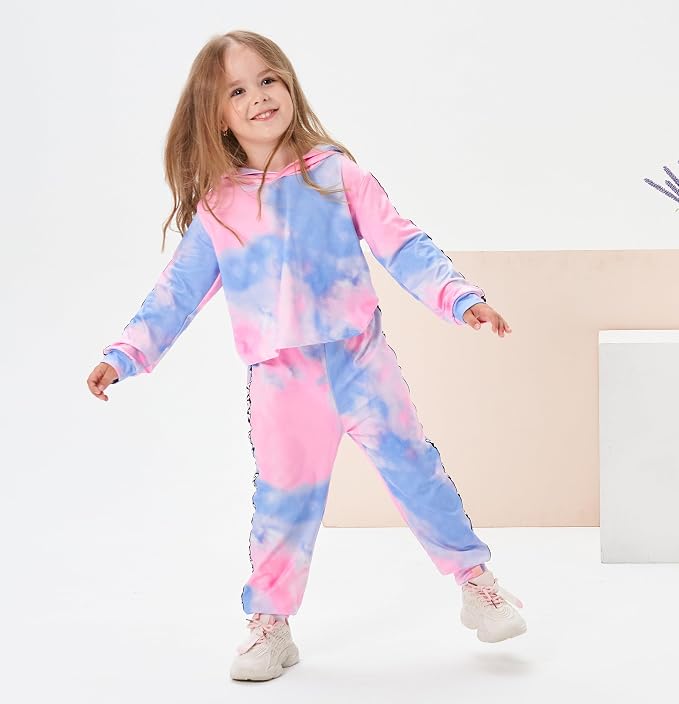 Toddler Baby Girls Clothes Long-sleeve Tie Dye Hoodie Sweatshirt Pants Hooded - Image 2