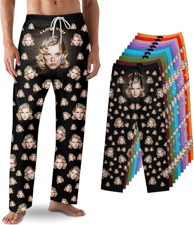 Custom Pajama Pants with Face customized PJ Pants Christmas Valentine gifts by Unknown
