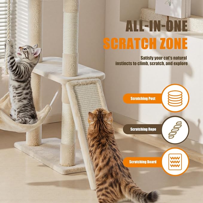 Sweetcrispy 63 inch Cat Tree Tower, Large Multi Level Cat Climbing Tower - Image 4