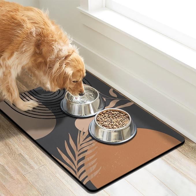 Dog Food Mats for Floors, Absorbent Dog Bowl Mat for Food and Water Dispenser - Image 2