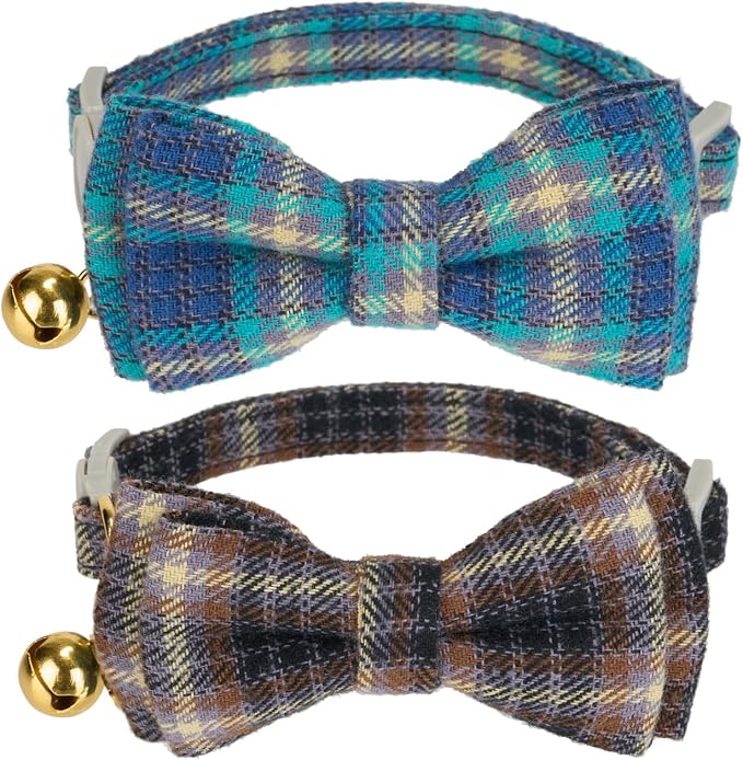 2 Pack Soft Cotton Cat Collars by Ewinoom
