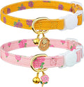 2 Pack Cotton Breakaway Cat Collar Yellow and Pink Rose Pendant Cute Kitten Cat by Fyeqyaou