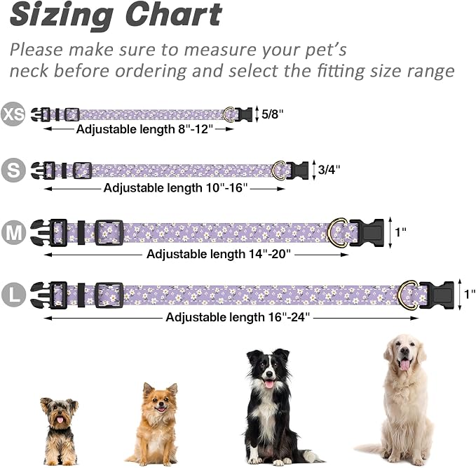 Reflective Dog Collar for Medium Dogs, Cute Flower Theme Adjustable Heavy-Duty - Image 7