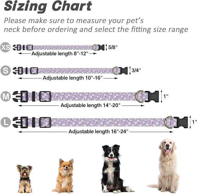Reflective Dog Collar for Extra Small Dogs, Cute Flower Theme Adjustable - Image 7