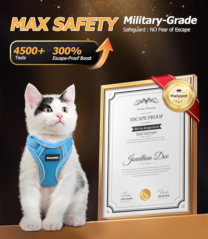 Halypet Cat Harness and Leash Set Escape Proof Adjustable Cat Leash Comfortable - Image 2