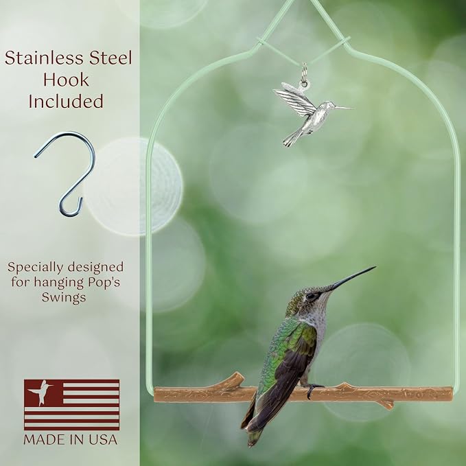 Pop's Birding Hummingbird Swing, USA Made Original Charm Humming Bird Swing - Image 3