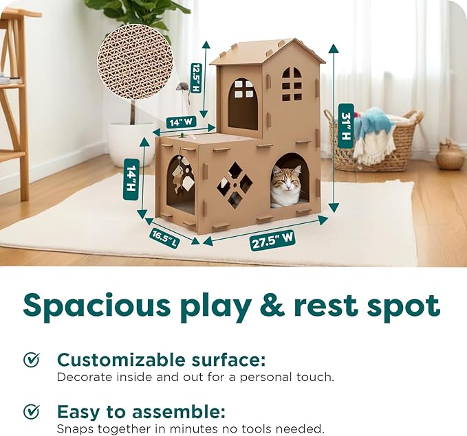 FurHaven Farmhouse Multi-Level Cardboard Cat House - Image 3