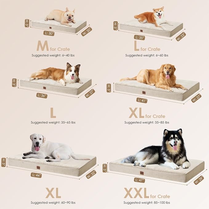 EHEYCIGA Waterproof Dog Bed Orthopedic 47"x29", Memory Foam Pet Bed - Image 3