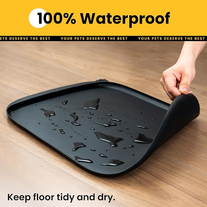 Silicone Dog Food Mat with Side Pocket & Hook Hole, Soft Raised Edges, Easy - Image 7