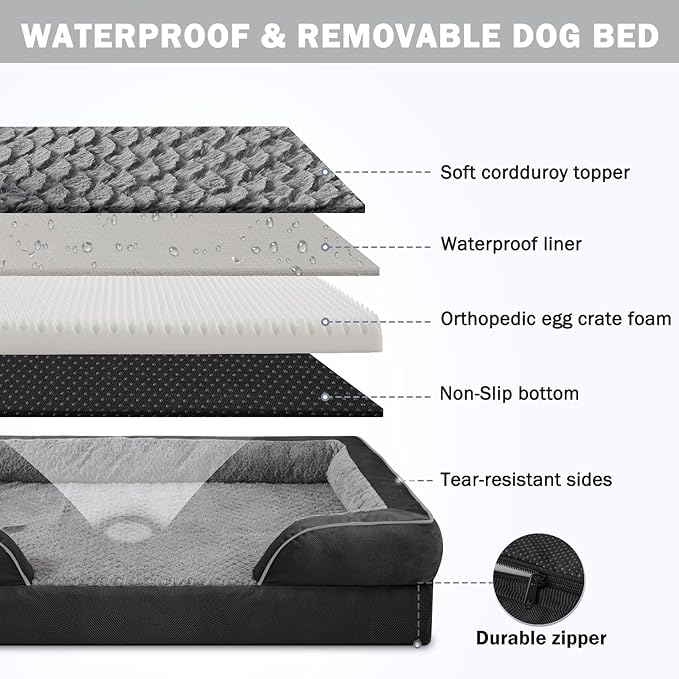 INVENHO Orthopedic Dog Bed for Extra Large Dogs, XXL Egg-Crate Foam Dog Couch - Image 4