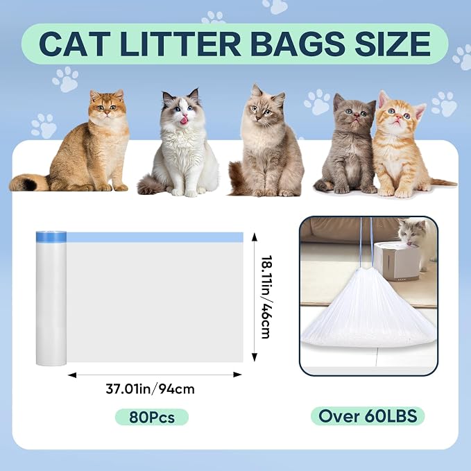 80 Count Jumbo Cat Litter Box Liners, Cat Litter Liners - Image 2
