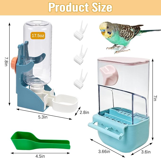 BNOSDM Automatic Bird Feeder Water Dispenser Set No Mess Bird Cage Feeders - Image 8