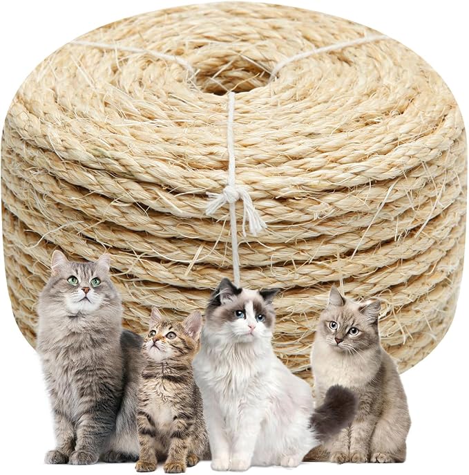 Cat Natural Sisal Rope 1/4 Inch 6mm 98-Feet by Juomid