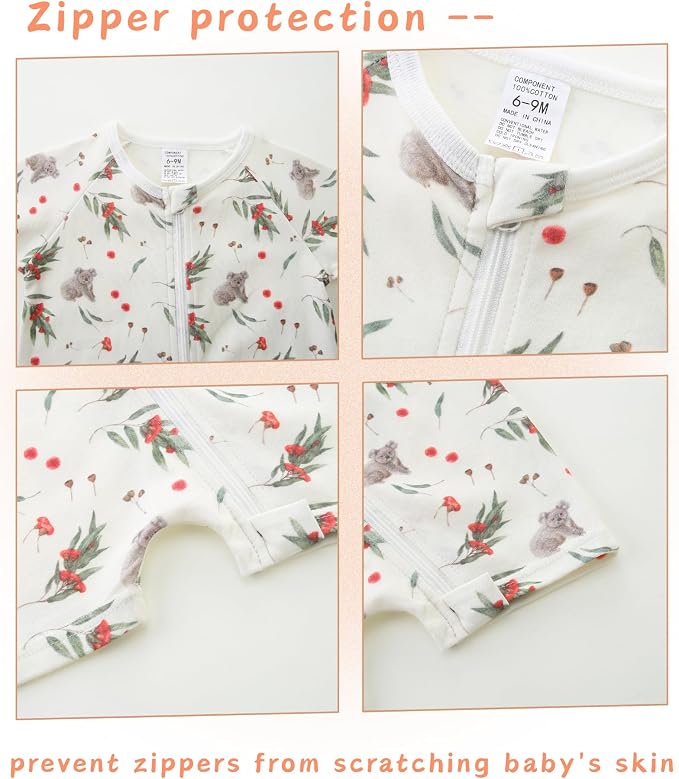 Unisex Summer Trendy 2-Pack Rompers Short Sleeve Zipped Bodysuit Infant Cotton - Image 4