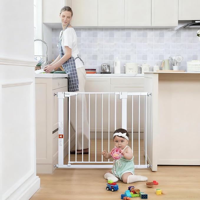 COMOMY 30" Tall Baby Gate for Stairs Doorways, Fits Openings 29.5" to 40.5" Wide - Image 6