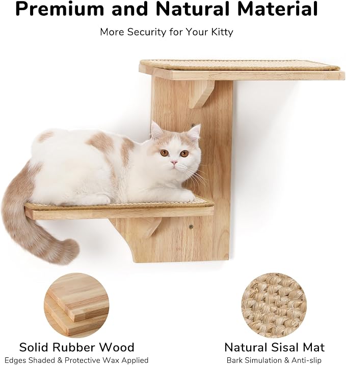 FUKUMARU Cat Wall Shelves, 2 Platform Kitten Wall Furniture, Tree Shape - Image 5