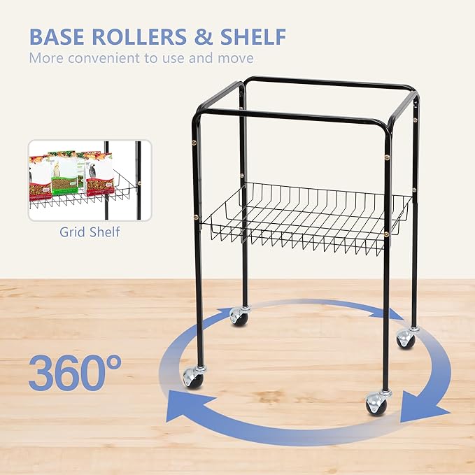 ZENY 63.4 Inch Bird Cage, Rolling Wrought Iron Parrot Cage - Image 3