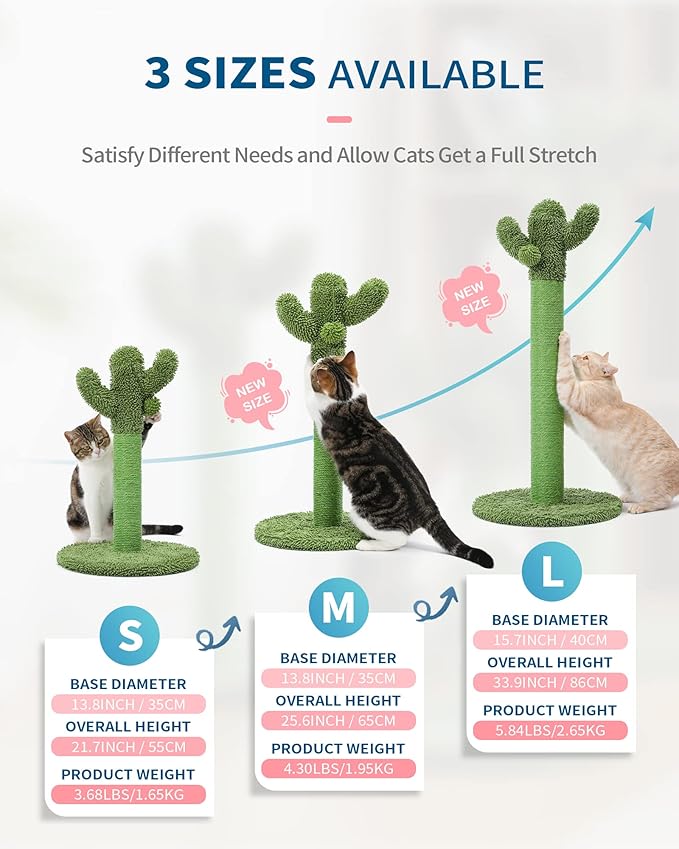 Made4Pets Cat Scratching Post, 21.7" Cactus Cat Scratcher Kitten Scratching Post - Image 2