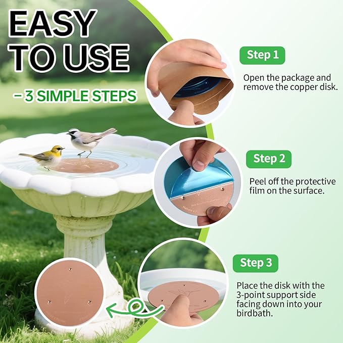 2 Pack Bird Bath Copper Discs, 99.9% Pure Copper Cleaner - Image 5