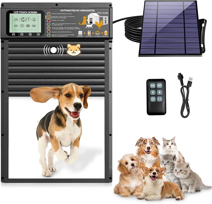 Automatic Pet Door, Dog Door Radar, Timer & Light Sensor Modes, Solar & USB by XRDZYXGS