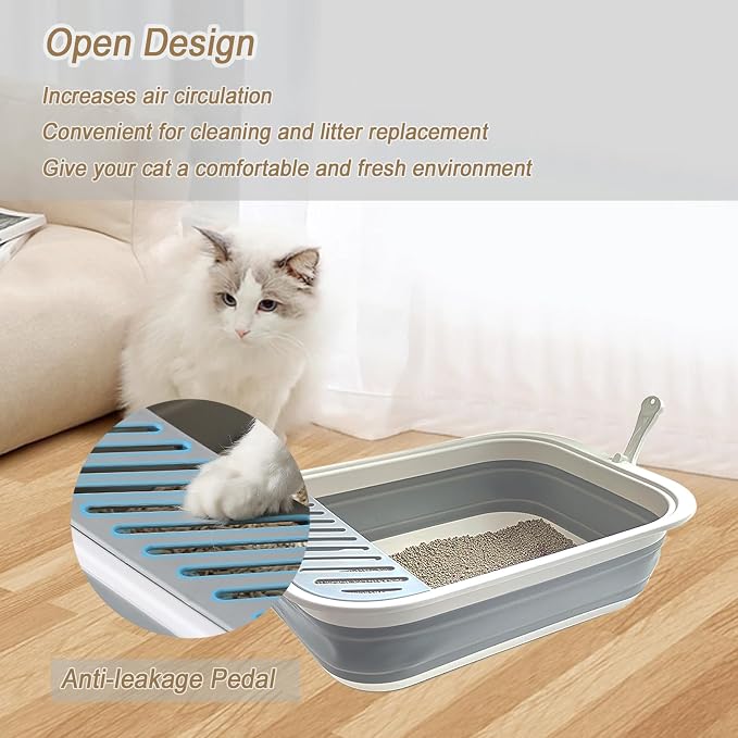 Collapsible Kitten Litter Box, 17.7 x 13.4 x 5 inch Open Cat Potty Pan - Image 6