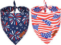 PTDECOR American Flag Dog Bandana 4th of July Dog Scarf Reversible Red Blue by PTDECOR
