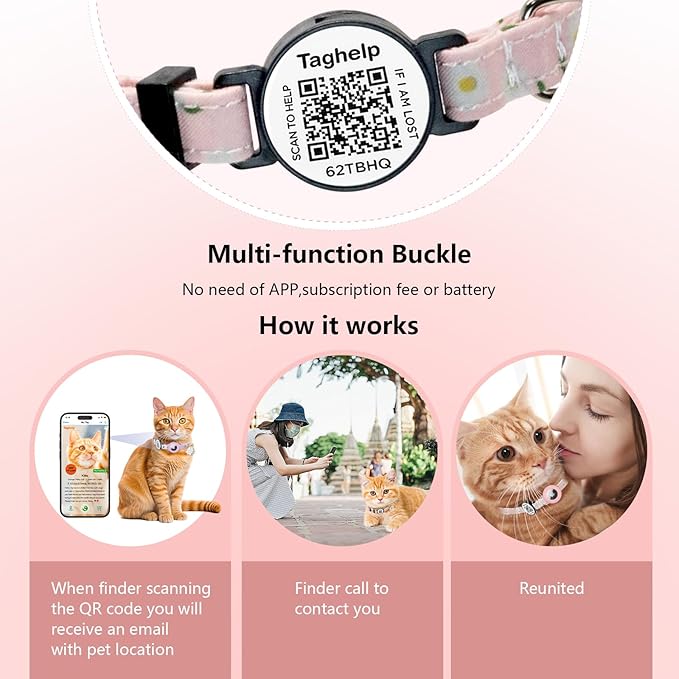 3-Pack, Double Protection Cat Collar: QR Code ID & Airtag Holder! Breakaway - Image 4